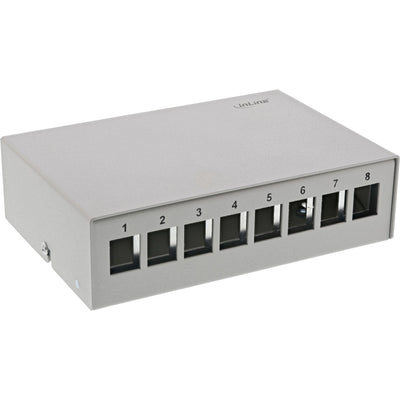 Inline Desktop Point Box 8X Keystone RJ45, Metal Grey Claro RAL7035 — image 1