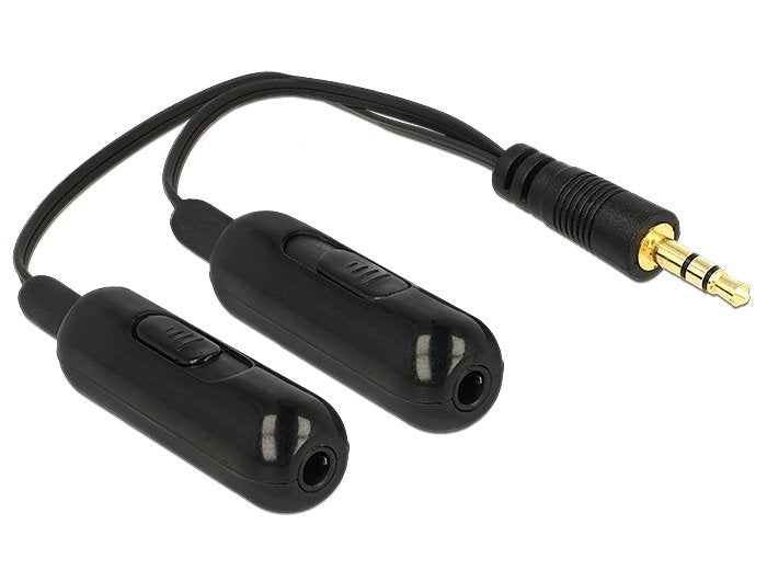 Delock Adapter Cable Klinke Splitter 1 X Plug 2 X Buchse 3 Pin + Volume Black 19CM