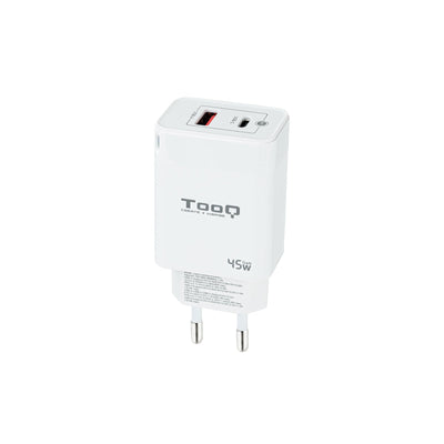 TooQ Wall Charger GaN USB-C/Pd + USB-A/Qc 45W - White — image 1