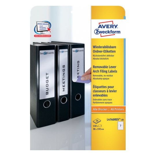 Avery Zweckform Labels Ring Binder 38,0 X 192,0MM White