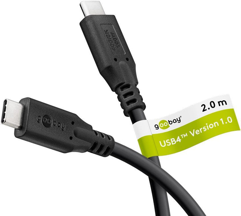 Goobay USB4 Gen 3X2 Cable USB-C Plug USB-C Plug 40GBIT/S Black 2 Meter, Pd, Laden With Bis Zu 100 Watt) 74193