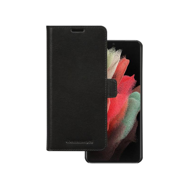 DBRAMANTE1928 Lynge Case With Cover Phone Mobile Phone Leather Grano Entero Black Samsung Galaxy S21 Ultra 5G