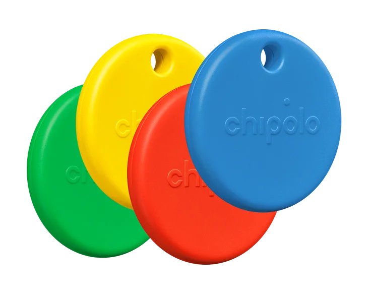 Chipolo Pop 4 Pack -tracking Tag Compatible With Apple Find My On Iphone Red Blue Yellow Green