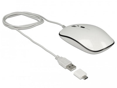 Delock Mouse 4 Buttons USB-A/C White — image 1