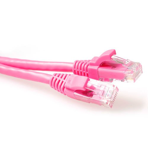 Pink 20 Meter U UTP CAT.6A Patch Cable Snagless With RJ45 Connectors