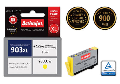 Activejet Ink Ah-903YRX (reemplazo HP 903XL T6M11AE - Premium - 12ML - Yellow — image 1