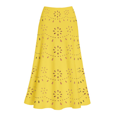 Bright Yellow Laser-Cut High-End Swimwear Set For Women