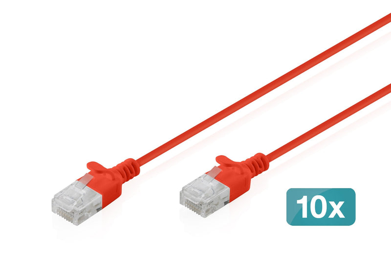 CAT.6 U-UTP Slim Network Cable, 2M, Red 10 Pcs