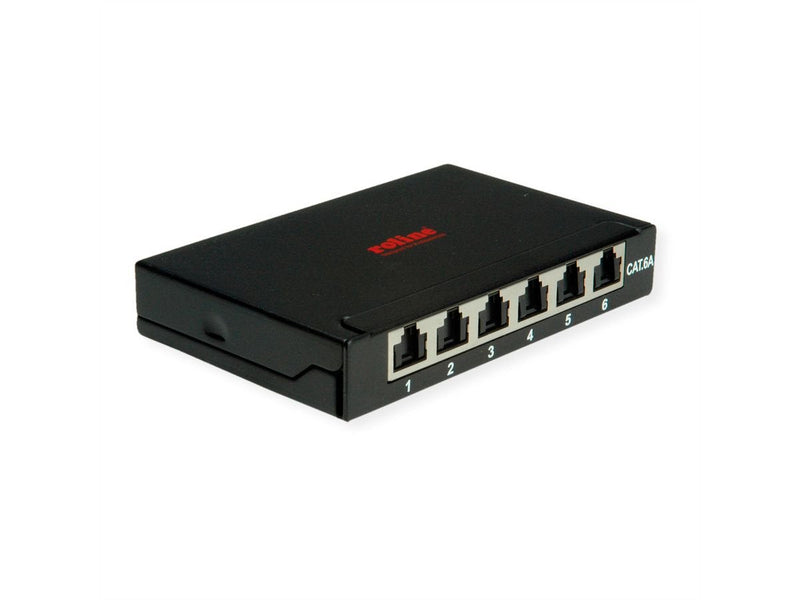 Roline Mini-patchpanel, CAT.6A (class Ea), 6x RJ45, 0,5HE, Apantallado, Black