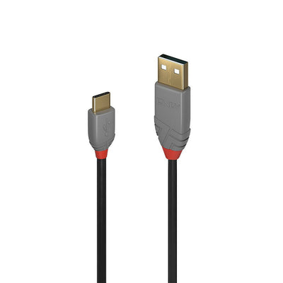 Lindy 36886 USB Cable 1M USB 2.0 USB a USB C Black Grey — image 1
