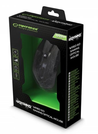 Esperanza EGM211R MX211 Mouse Gaming Iluminación Cableado 6D Optical Mouse USB MX211-RED