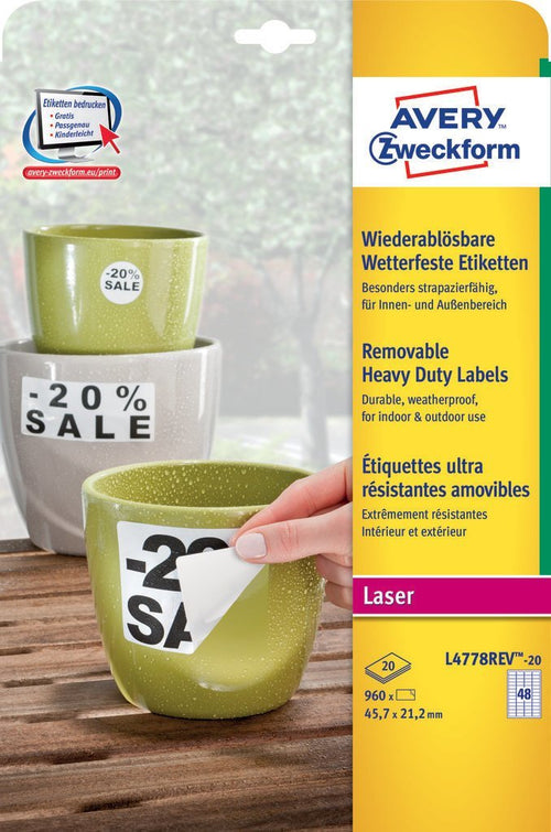 Avery Zweckform Resistant a Intemperie Folienetiketten 45,7 X 21,2MM — image 1