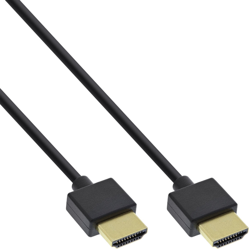 Inline HDMI Cable With Ethernet Type a Male Súper Slim Black / Gold 1,8M