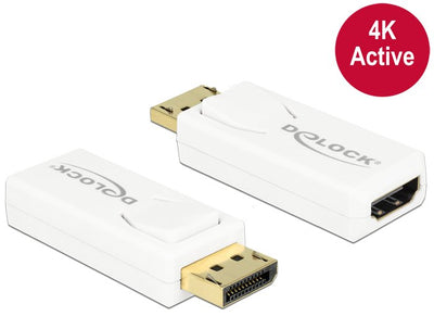 Delock Adapter DisplayPort 1.2 Male HDMI Female 4K Activo White — image 1