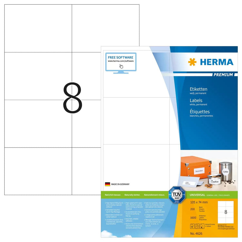 Herma Labels Premium A4 White 105X74 Mm Paper 1600 Units