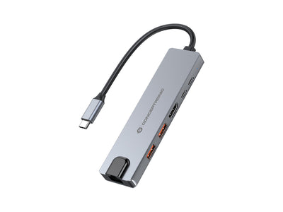 Conceptronic Docking USB-C 6-IN-1 1x HDMI 4K 2x USB-A 3.1 1x USB-C 2x USB-C PD140W 1x RJ45 Giga — image 1