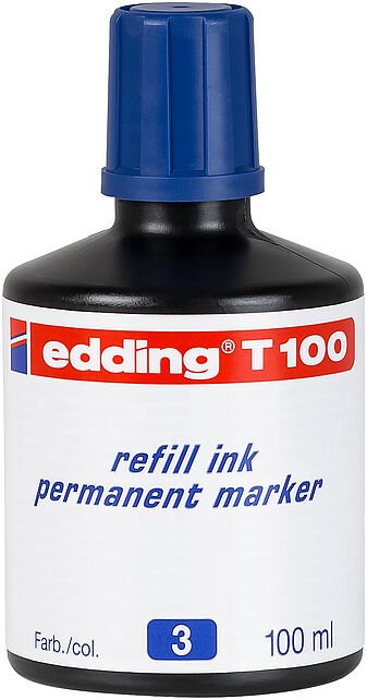 Edding T100 Bote Recharge Marker Permanente - Capacity 100ML - Colour Blue — image 1
