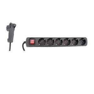 Rev Multiple Socket Outlet Smart 6-FOLD 2M Black Power Strip