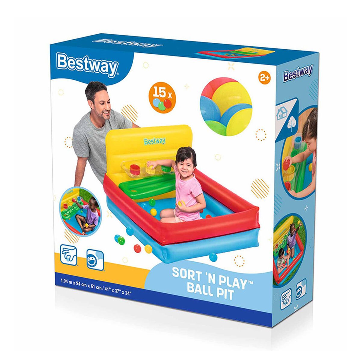 Bestway Inflatable Kids Pool With Balls 104X94X61 Cm +2 Years Garden 52546