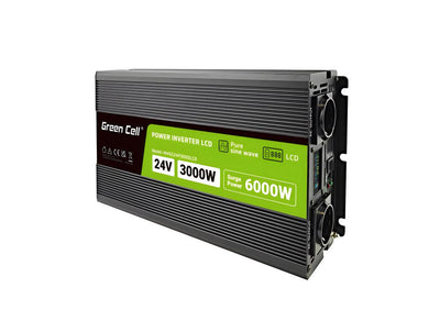 Green Cell Power Inverter 24V-230V 3000W 6000W With LCD Display - Pure Sine Wave — image 1