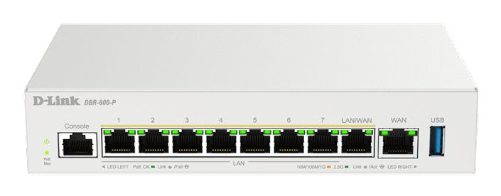 Router Vpn Firewall Switch D-link DBR-600-P 1XGIGA/2,5G WAN 1XGIGA/2,5G WAN/LAN 7XGIGA/2,5G/LAN PoE