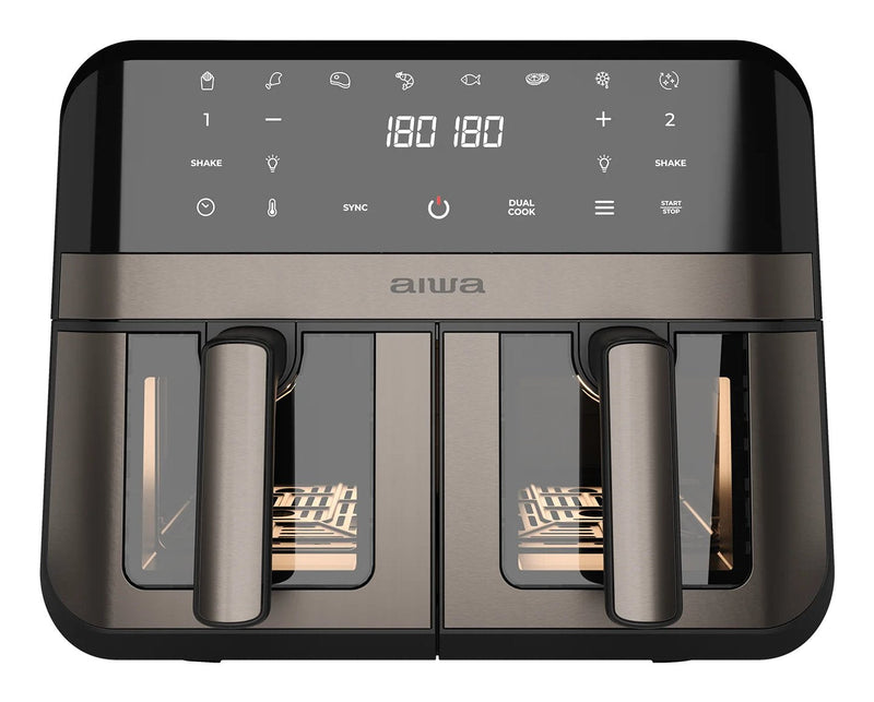 Aiwa Fryer Air Futago AFR-9000 9L 2400W 8 Programas Double Cesta Y Window Acero