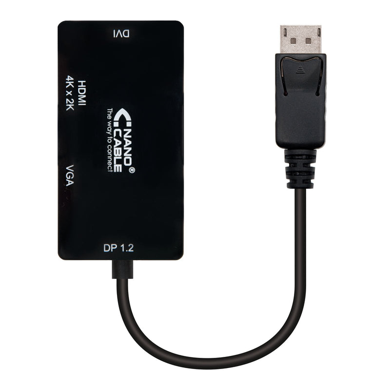 Nanocable Converter DisplayPort a VGA / DVI / HDMI - 3 1 - DP 1.2/M-VGA/H-DVI/H-hdmi/H 4K - 15CM - Black
