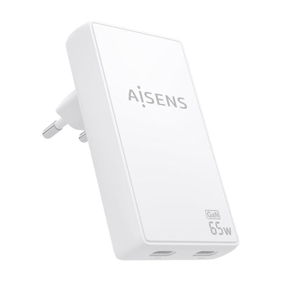 Aisens Wall Charger GaN Ultra Slim 65W, 2x USB-C PD 3.0 QC4.0, White — image 1