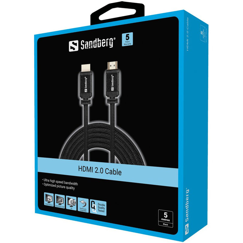 Sandberg Cable HDMI 2.0 19M-19M, 5M, Resolutions Up To 4K, Dualview, True 21:9