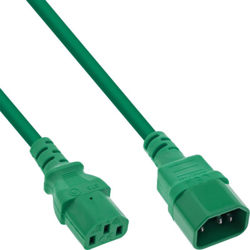 Inline Prolongación Cable Power , C13 a C14, Green 1M