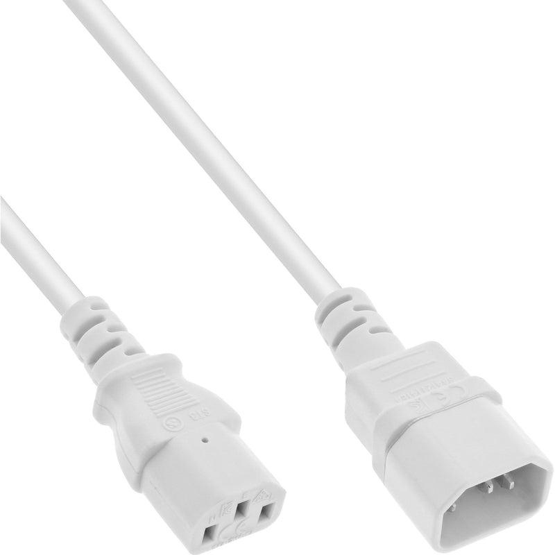 Inline Extensión Cable Power , C13 a C14, White 0,3M