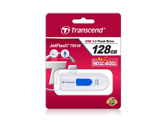 Transcend USB Flash Drive 128GB Jetflash 790 USB 3.0 White