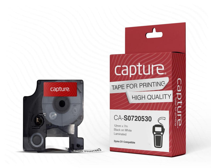 Capture CA-S0720530 Tape Printer Labels Black Sobre White D1