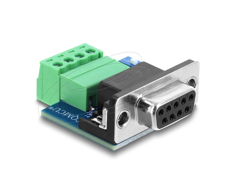 Delock D-sub 9 Pin Connector Female a 4 Pin Terminalblock Adapter With Dip-interruptor And 120 Ohm Abschlusswi