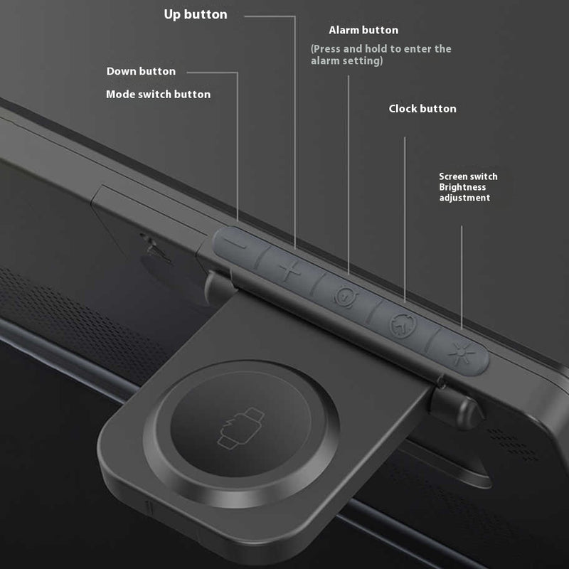 Magnetic Charging Digital Clock Folding Five-in-one Wireless Charger