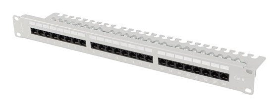Lanberg Patch Panel 24 Ports 1U 19 CAT.6 UTP With Organiser Cables Grey