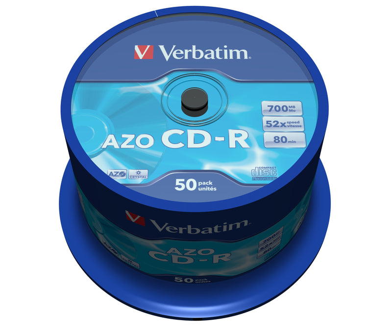 Verbatim Cd-r Azo, 700MB, 52X, 50 Pack Spindle, Surface Crystal