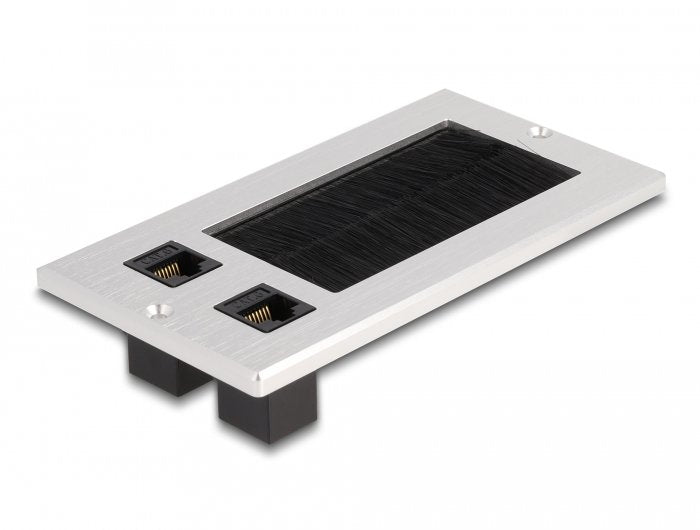 Delock Pasacables With Brush And 2 X RJ45 Keystone Módulo CAT.6 Aluminium