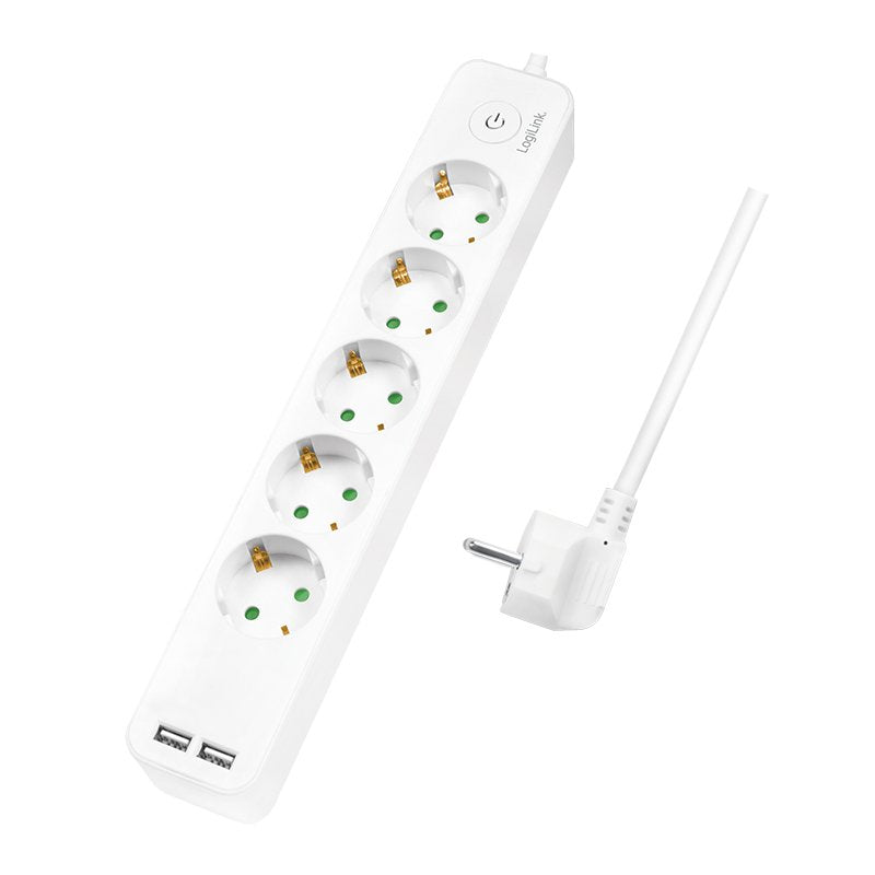 Logilink Power Strip Plugs 5VÍAS, 1,5M 2x USB 5V/2,1A Max.