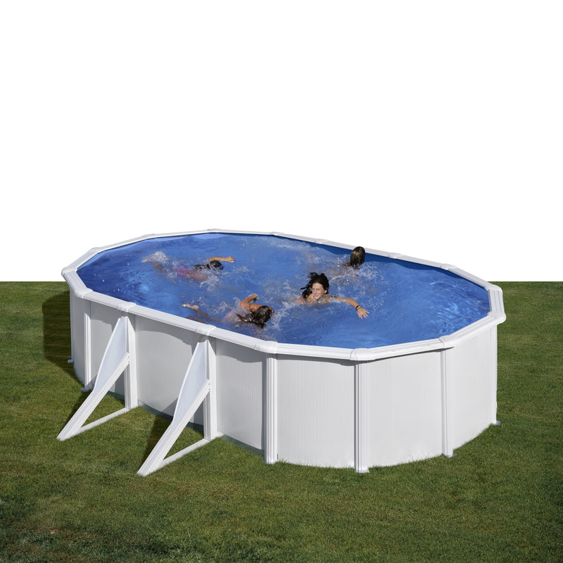 Pool With Wall Steel And Chapa White Ovalada, With Depuradora, 500 X 300 X 120CM