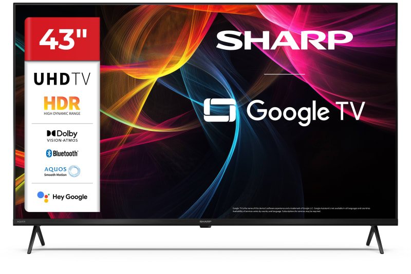 Sharp TV 43HL4265E 43 (108CM) 4K Ultra HD Google TV, Dolby Vision, Dolby Atmos