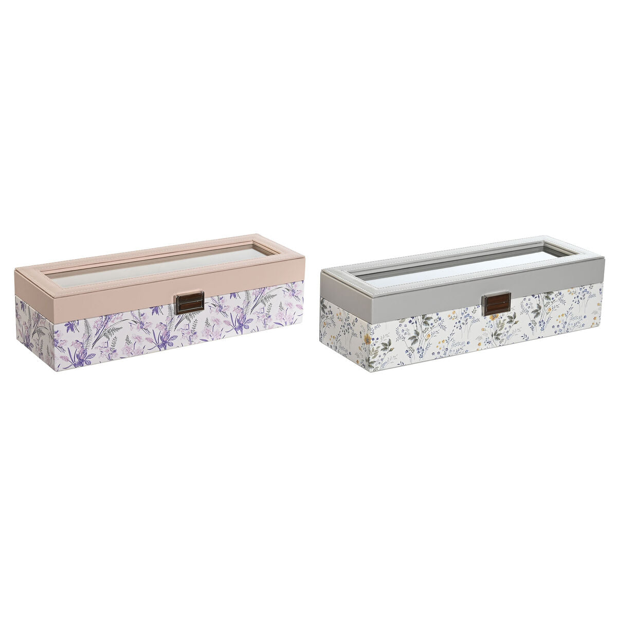 Dkd Home Decor Box For Watches Dkd Home Decor White Grey Lilac Light Pink Crystal 33 X 11 X 9 Cm (2 Units)