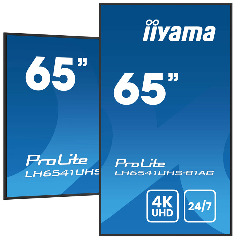 Iiyama LH6541UHS-B1AG 65 3840X2160 4K UHD IPS Panel 1PERC Haze Landscape And Portrait Mode Speakers 2X 10W 3x