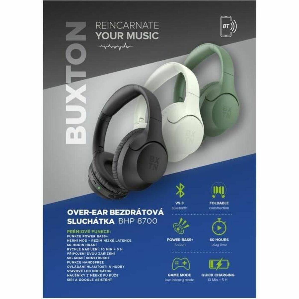 Buxton Headphones Buxton Bhp 8700 White Green