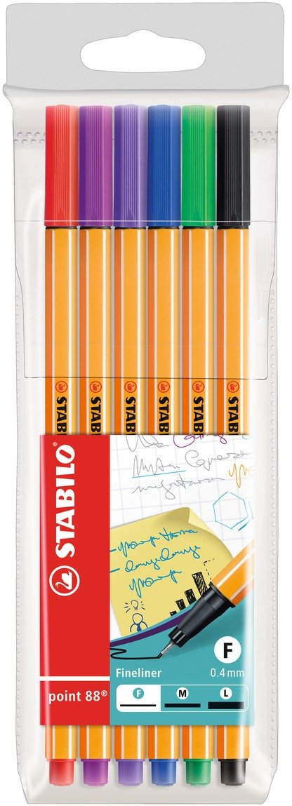 Stabilo Point 88 Pack 6 Markers Punta Fina Fibre - Trazo 0.4MM - Ink With Base Water - Colours Surtidos — image 1