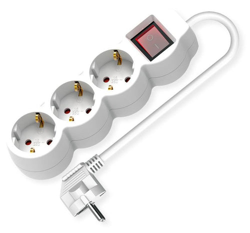 Value 3-VÍAS Power Strip Plugs With Switch Runde Sockets White 3M — image 1