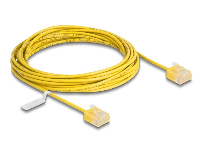 Delock RJ45 Network Cable CAT.6 UTP Ultra Slim 5M Yellow With Kurzen Machon