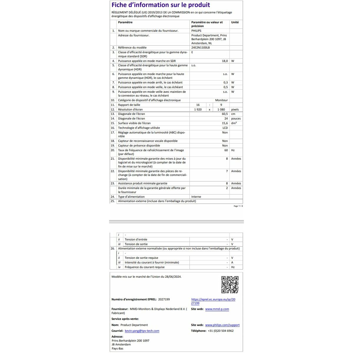 Philips Monitor Philips 24" Full Hd