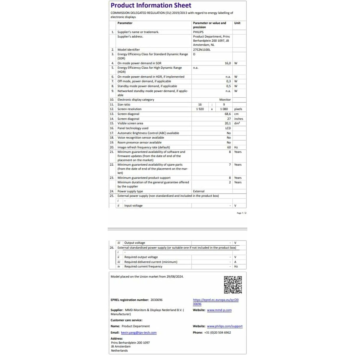 Philips Gaming Monitor Philips Full Hd 27"