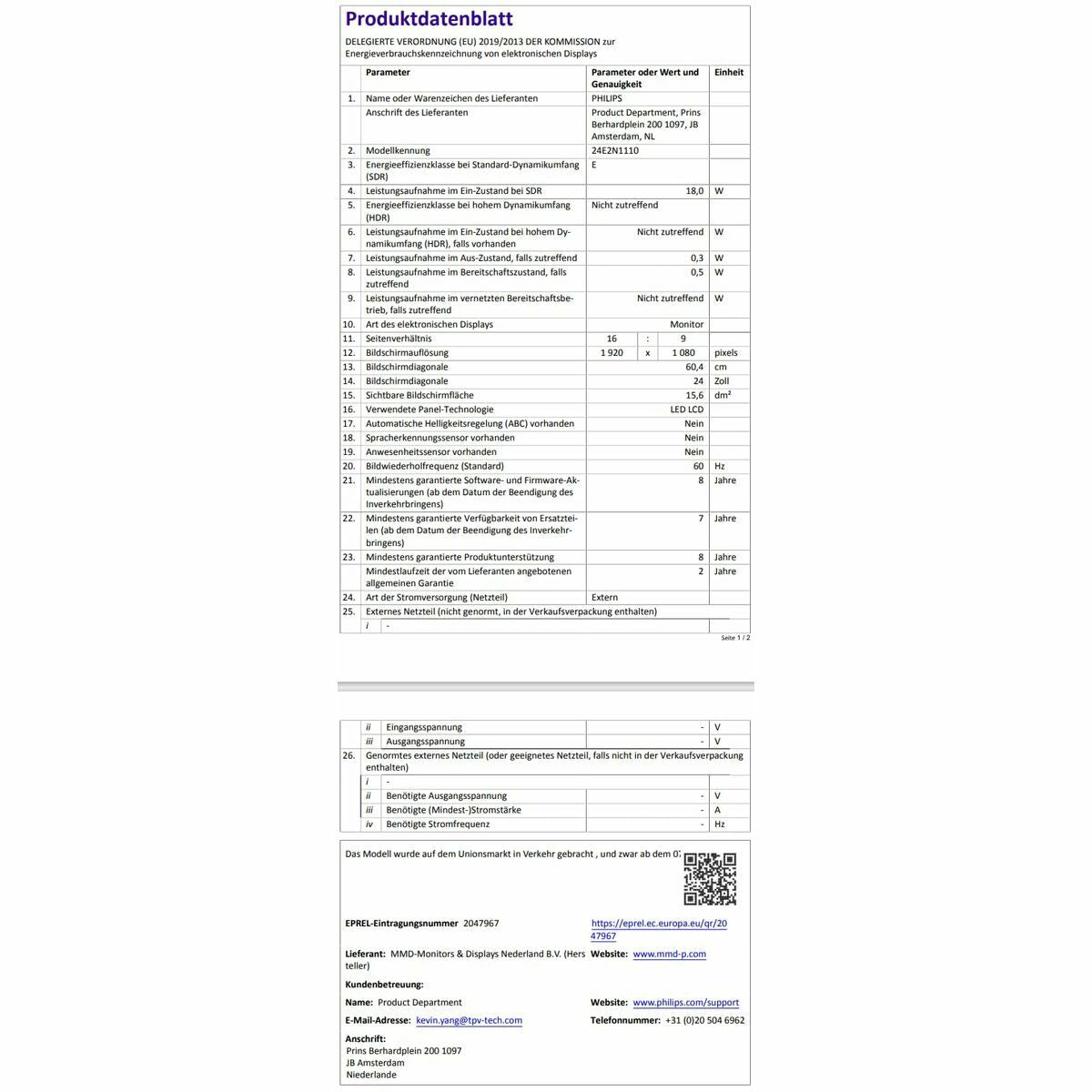 Philips Monitor Philips 24E2N1110/00 23,8" Full Hd